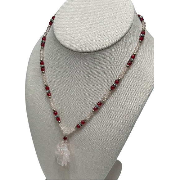 Genuine Rose Quartz Necklace Beaded - Picture 8 of 9
